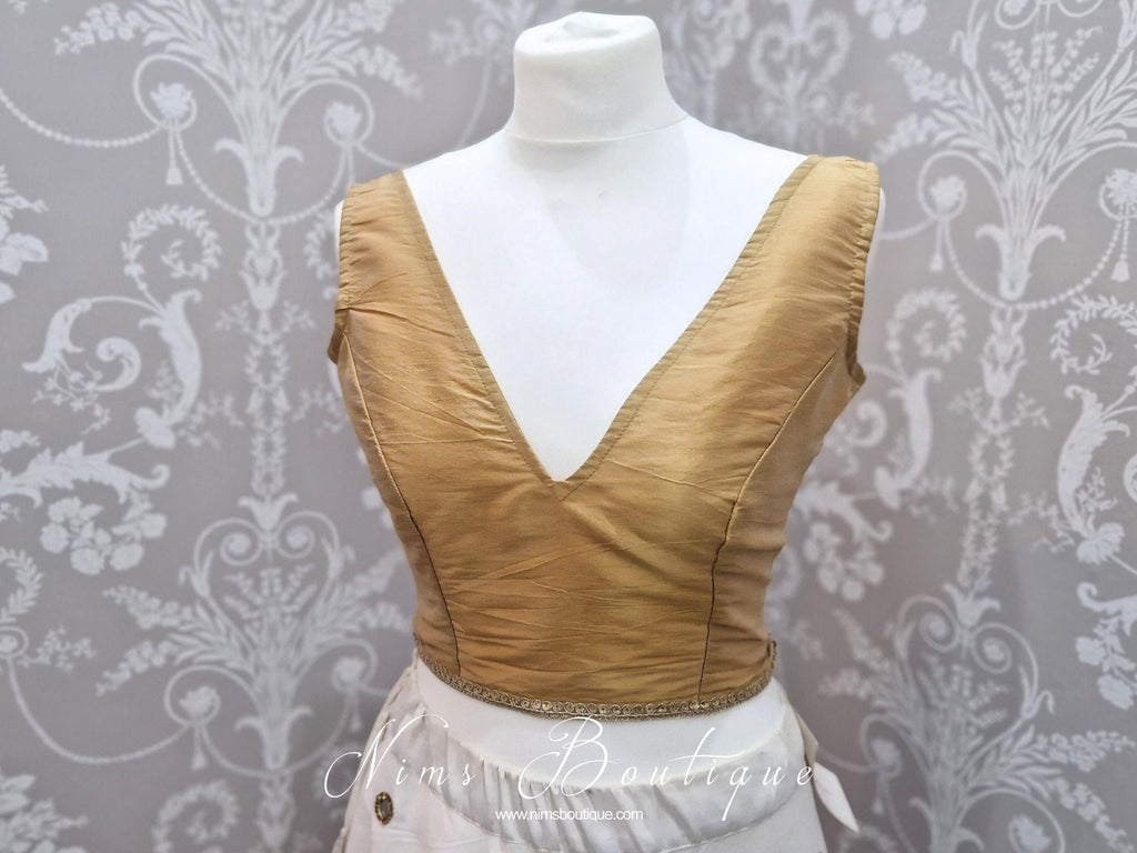 Nims Boutique Rupa Gold Luxury Silk V Neck Blouse size 4-16