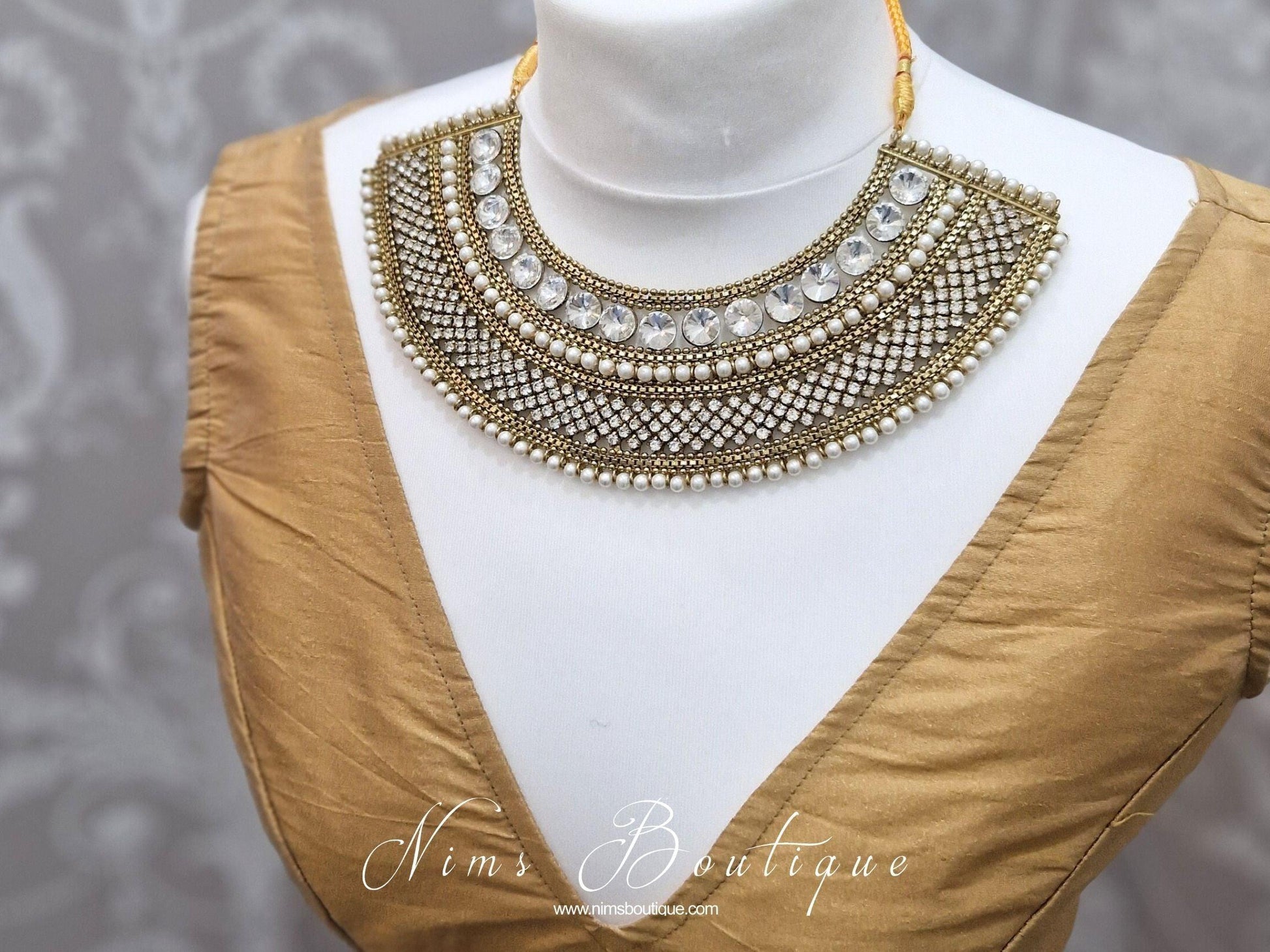 Nims Boutique Royal Jhanvi Antique Gold & Pearl necklace