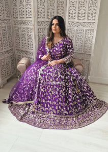 Luxury Purple Zari Work Lehnga with sleeves (12-14)