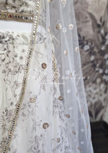 Ivory & Grey Floral Print & Mirror Lehnga (12-14)