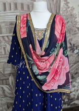 Luxury Navy Embellished & Floral Sharara Suit (10-12)