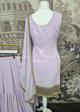 Lilac & Multicolour Threadwork Sharara Suit (Size 10-12)
