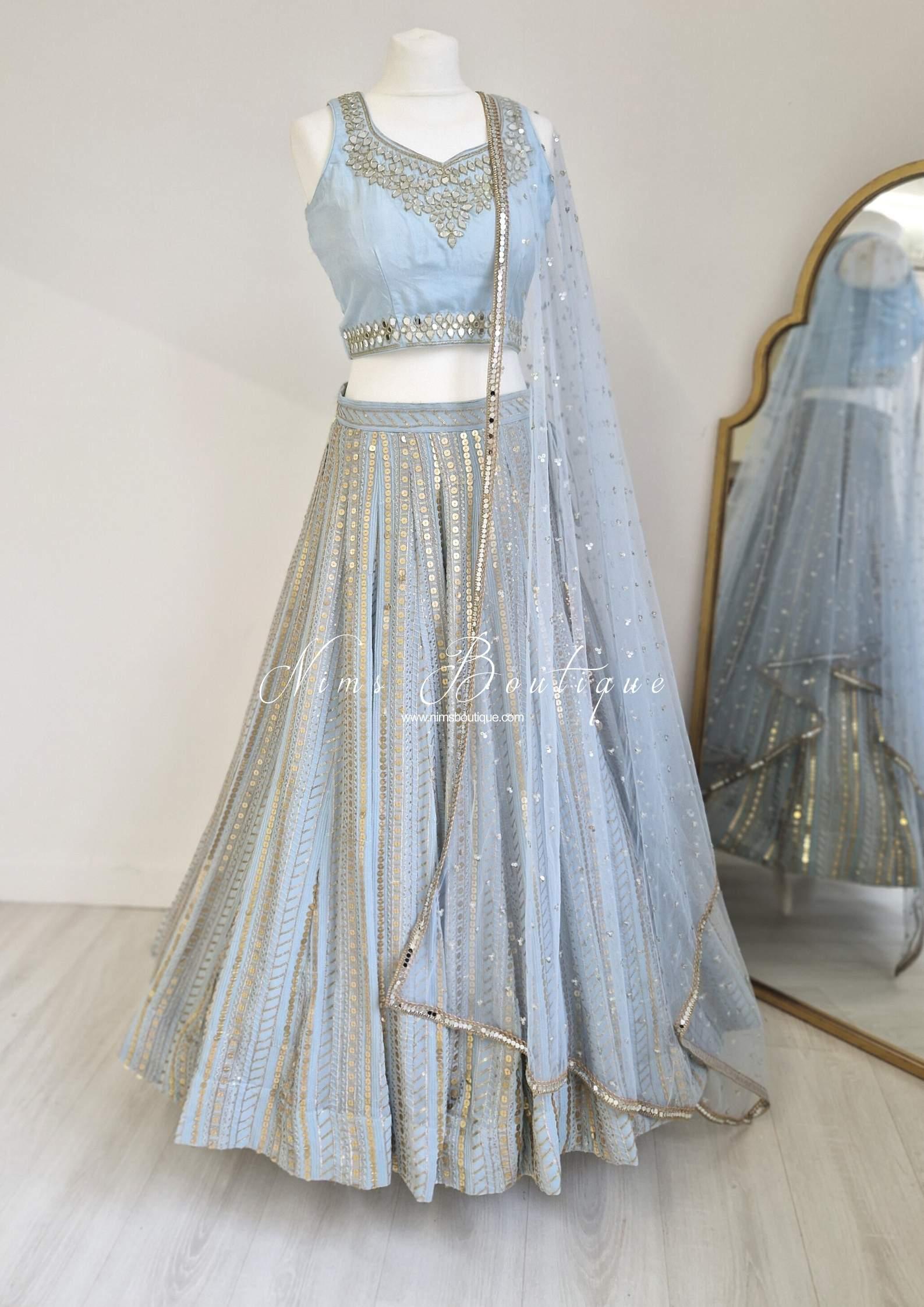 Nims Boutique Luxury Powder Blue Sequin Lehnga 8-12