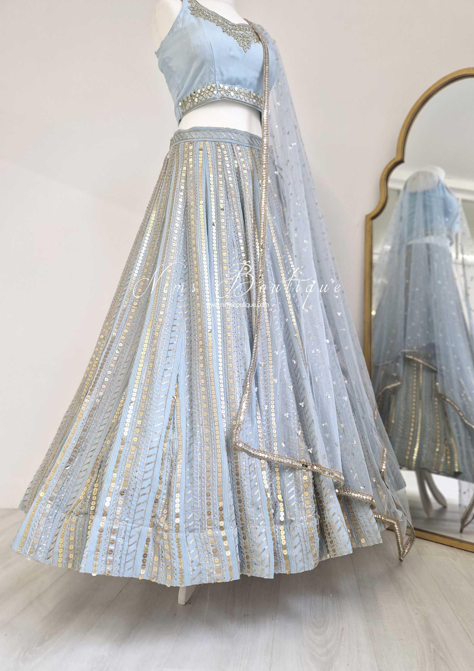 Nims Boutique Luxury Powder Blue Sequin Lehnga 8-12