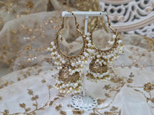 Emilia Royal Antique Gold Pearl Hoop Chumka Earrings