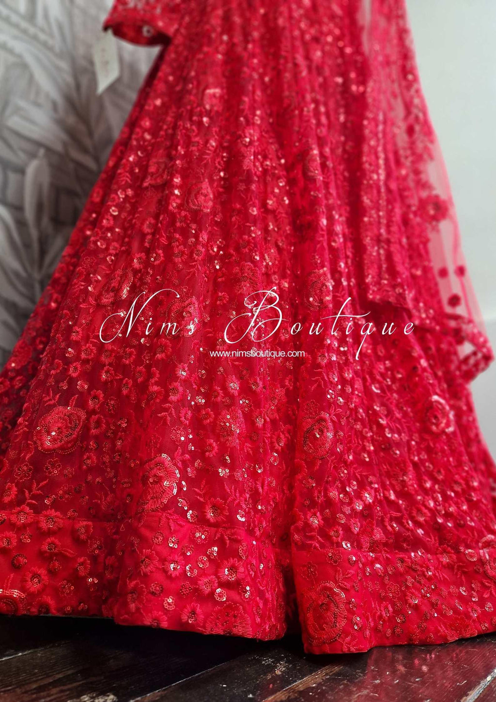 Nims Boutique Luxury Deep Red Sequin Lehnga 8-20