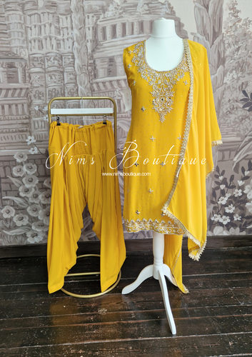 Deep Yellow Stonework Salwar Suit (16-18)