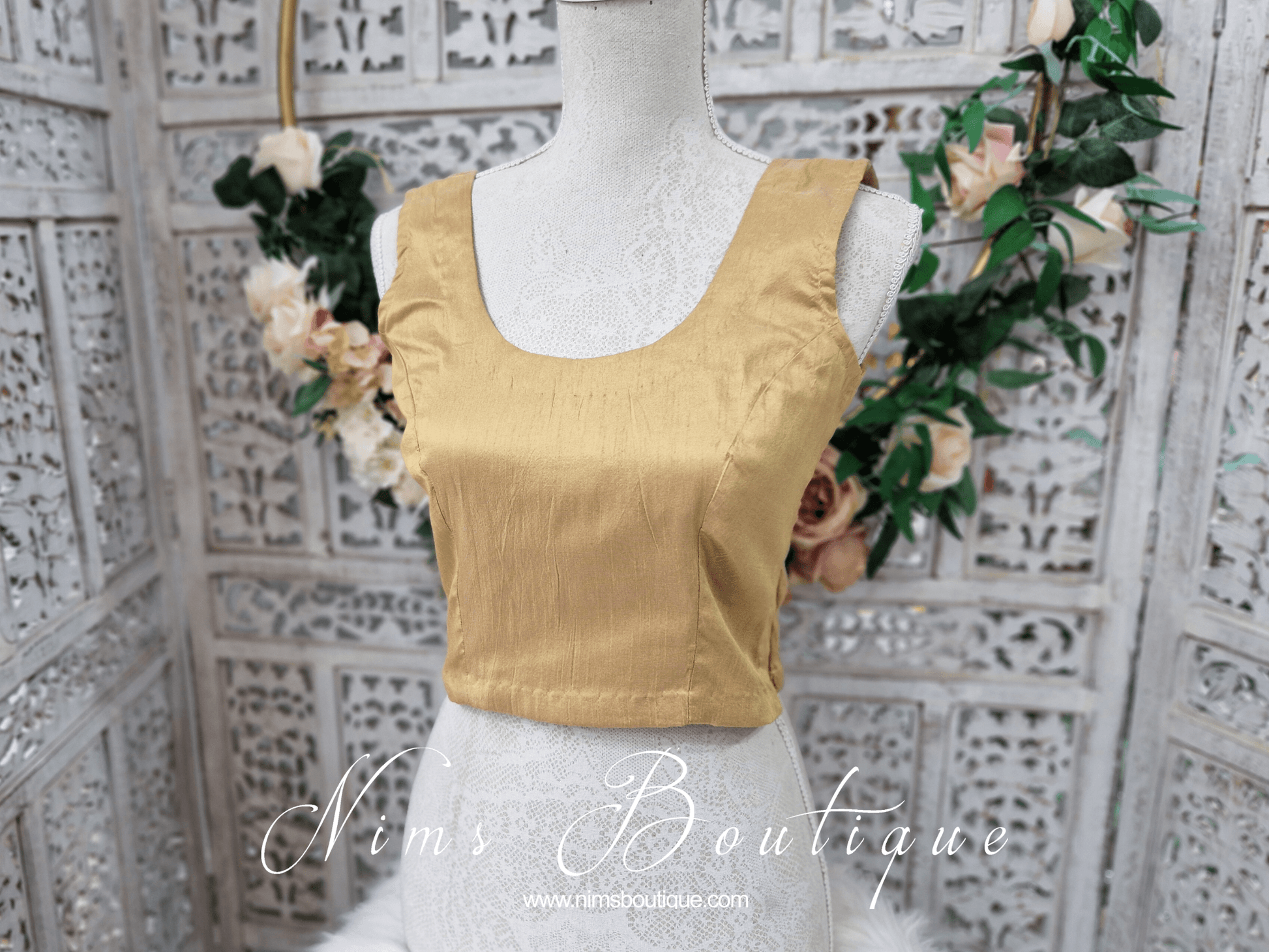 Nims Boutique Sleeveless Gold Raw Silk Blouse 4-24