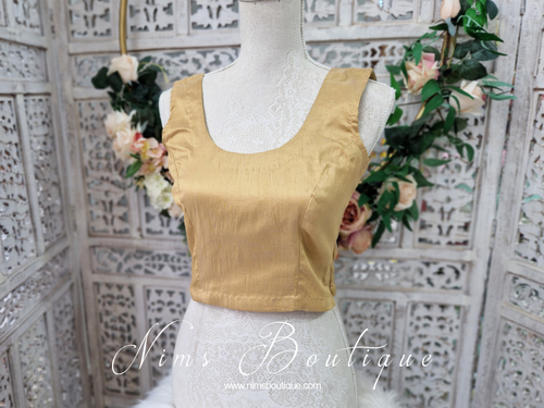 Sleeveless Gold Raw Silk Blouse (4-14)