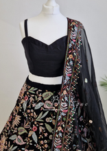 Sarika Luxury Black Organza Embroidered Dupatta/Chunni