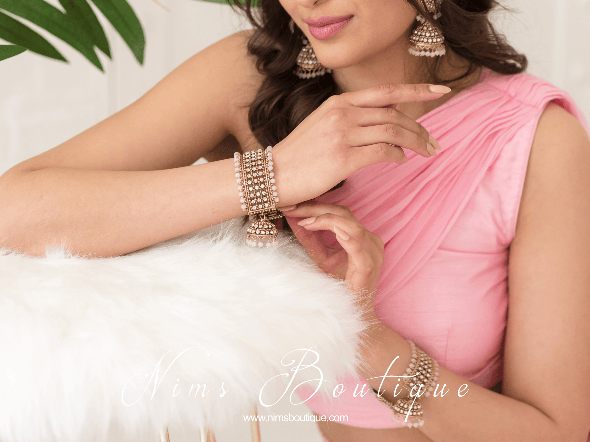 Nims Boutique Royal Blush Bracelet with hanging chumka