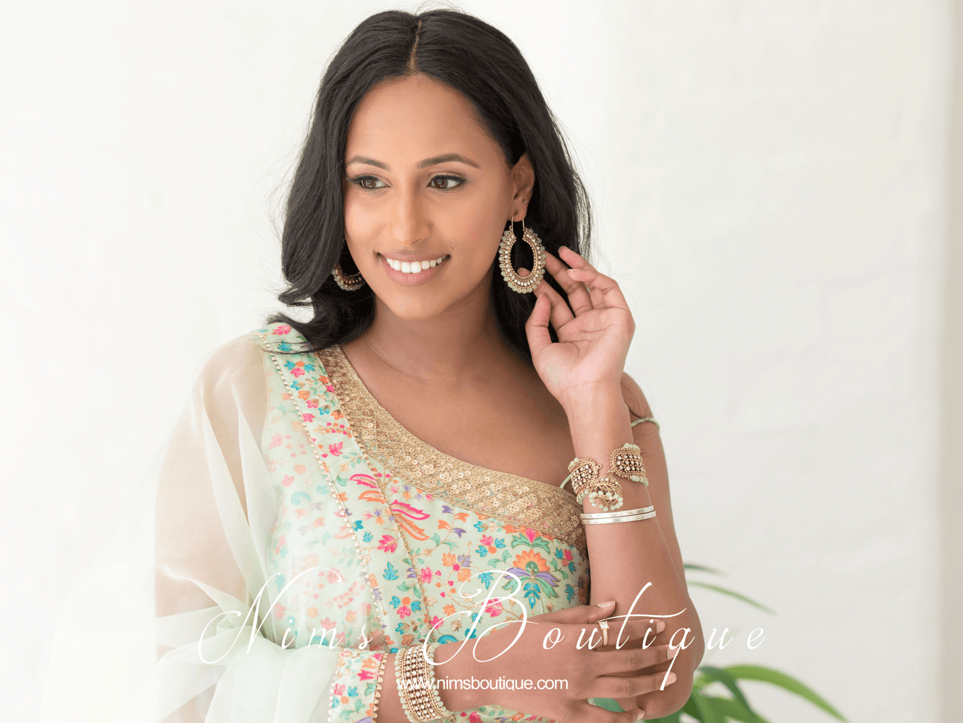Nims Boutique Royal Mint Bali Hoop Earrings