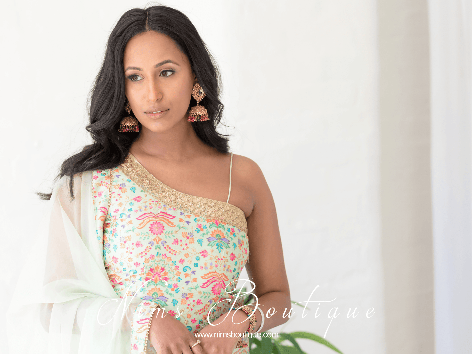 Nims Boutique Anjali Multicolour Chumke with earring chains