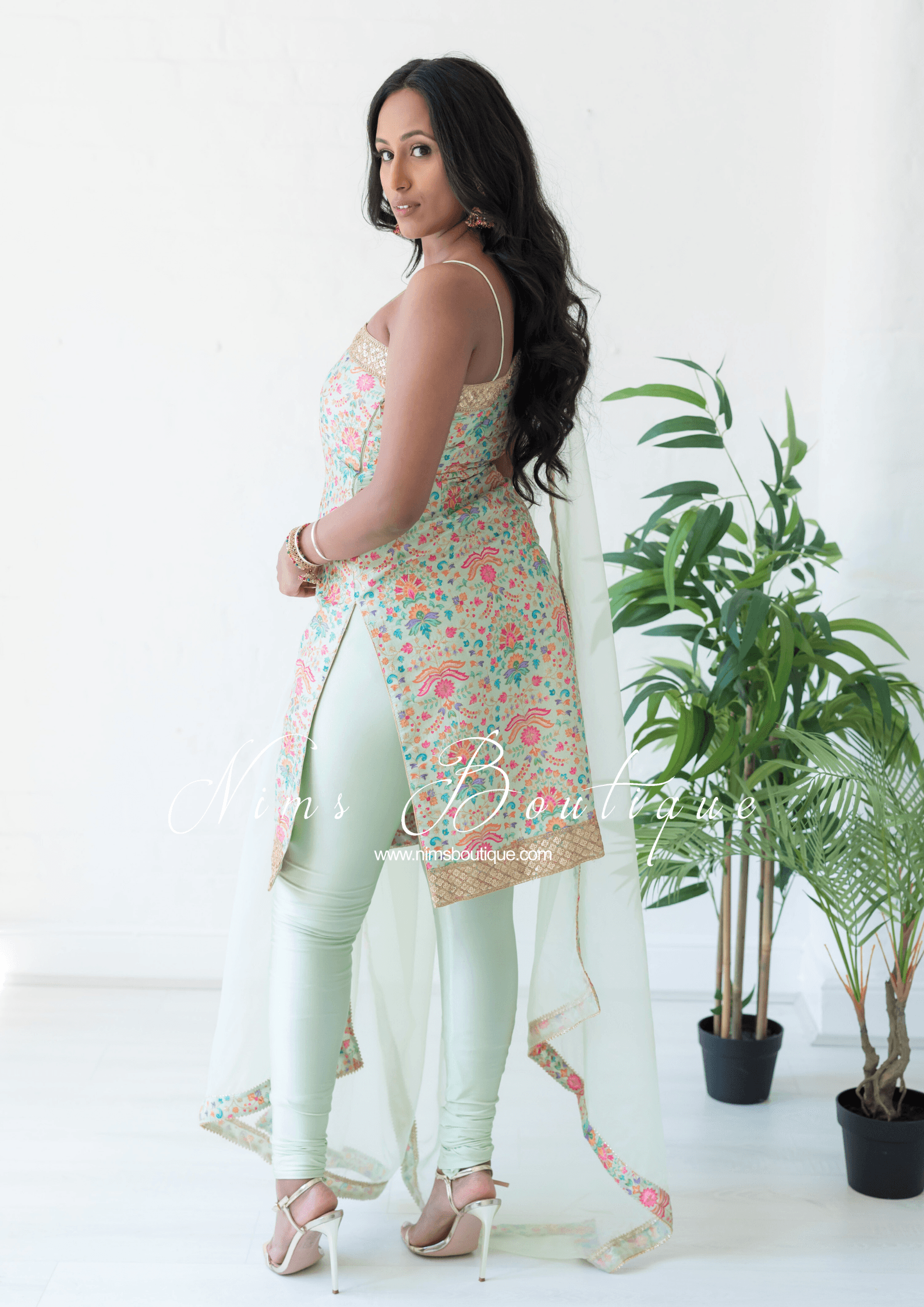 Nims Boutique One Shoulder Mia Mint Greens & Pinks Multicolour Pajami Suit sizes 4-16