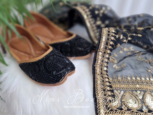 Black Beaded Leather Punjabi Juttis