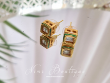 Small square Kundan Stone stud earrings