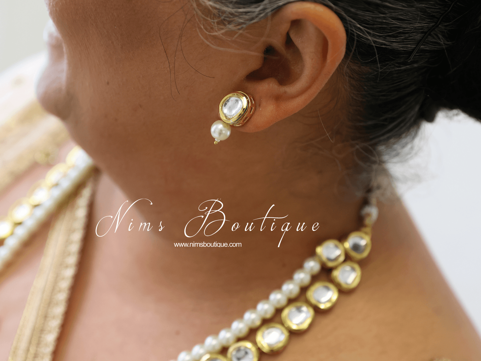 Nims Boutique Madhuri Kundan Pearl Haar Set