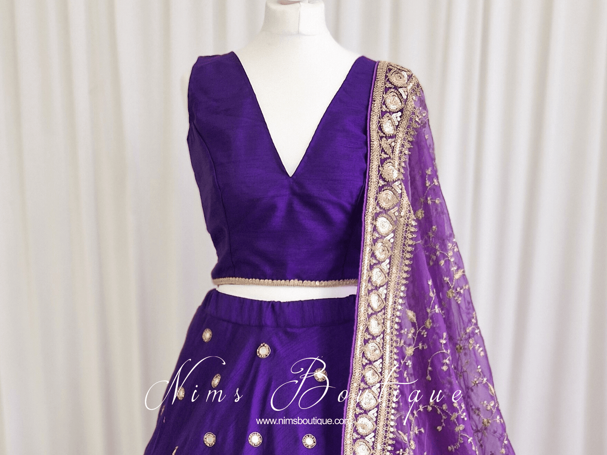 Nims Boutique Rupa Cadbury Purple Luxury Silk V Neck Blouse size 4-22