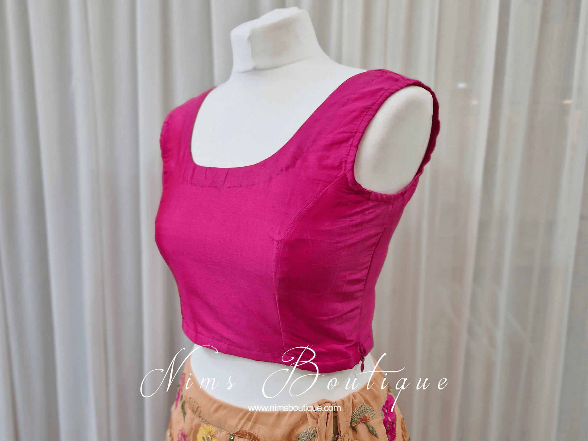 Nims Boutique Sleeveless Bright Pink Silk Blouse 4-18