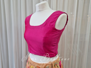 Sleeveless Bright Pink Silk Blouse (4-18)