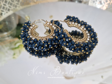 Nims Boutique Meghna Royal Navy Cluster Hoop Earrings