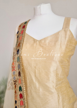 Indira light gold raw silk strap pajami suit (sizes 4-14)