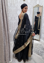 Nims Boutique Sunidhi Black Multicolour Organza Dupatta/Chunni