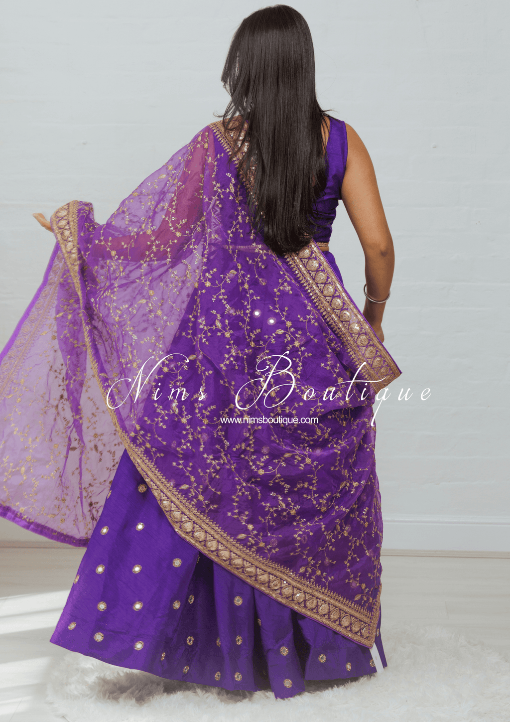 Nims Boutique Mahi Luxury Purple Organza Embroidered Dupatta/Chunni