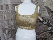 Luxury Gold Sequin Thin Strap Blouse Short (size 4-18)