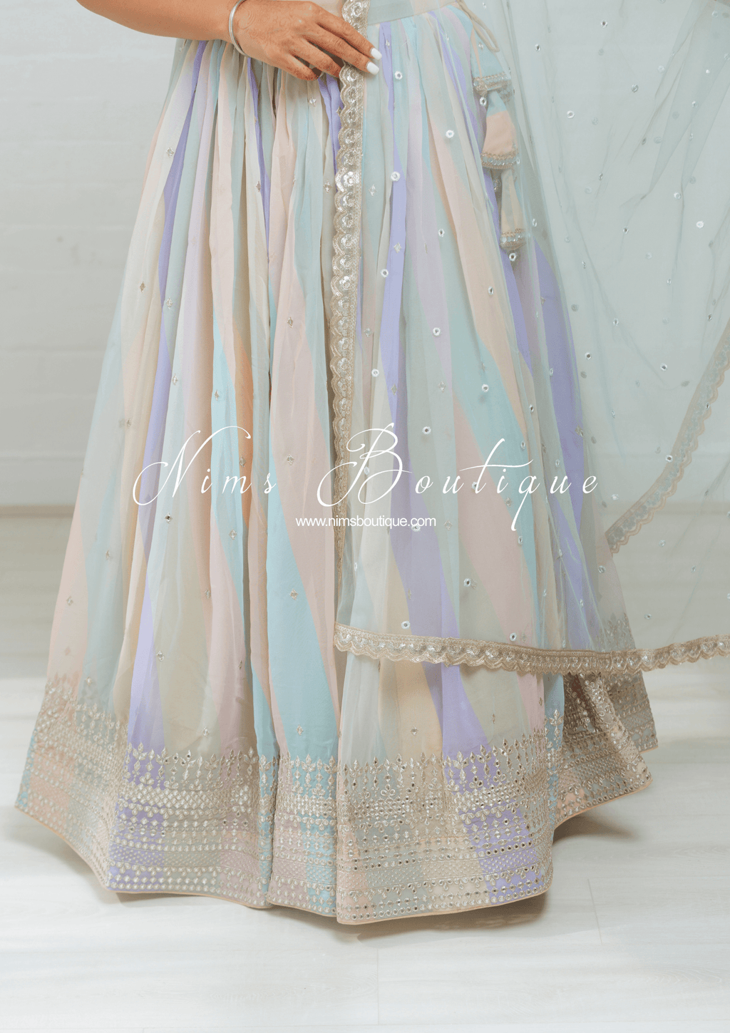 Nims Boutique Pastel Stripe Lehnga sizes 4-16
