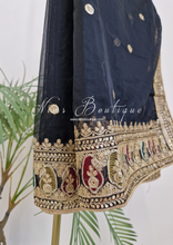 Sunidhi Black Multicolour Organza Dupatta/Chunni