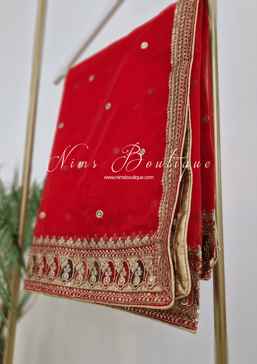 Nims Boutique Sunidhi Red Multicolour Organza Dupatta/Chunni