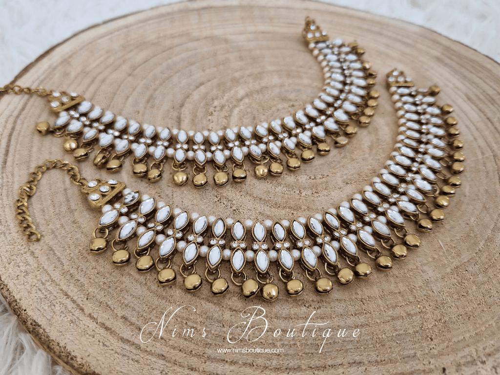 Nims Boutique Antique Gold Ghungroo Anklets with Bells