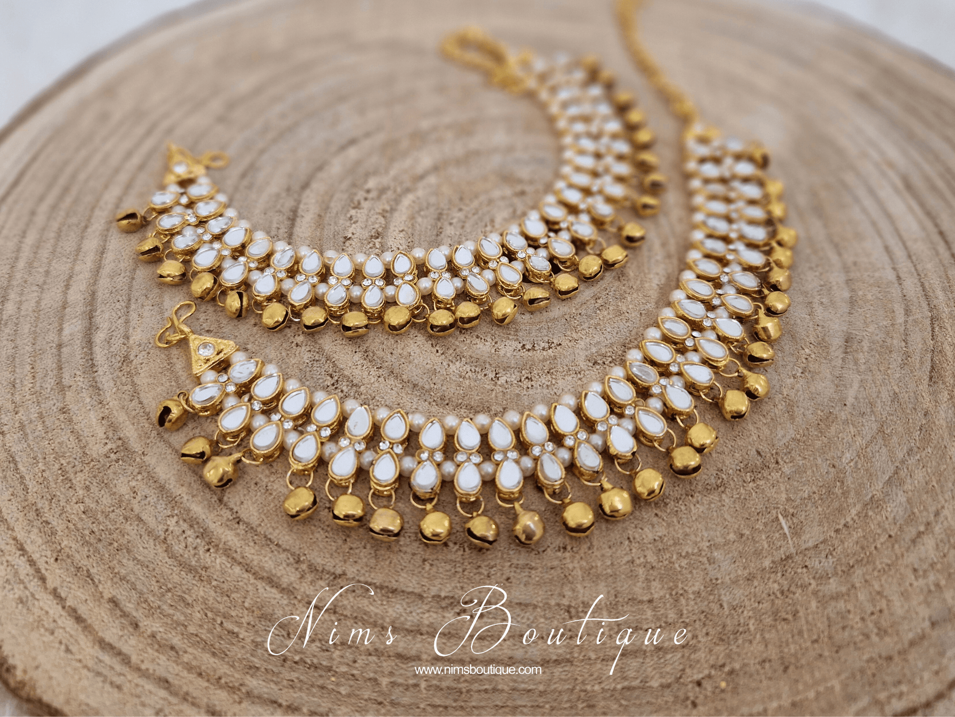 Nims Boutique Gold Ghungroo Anklets with Bells