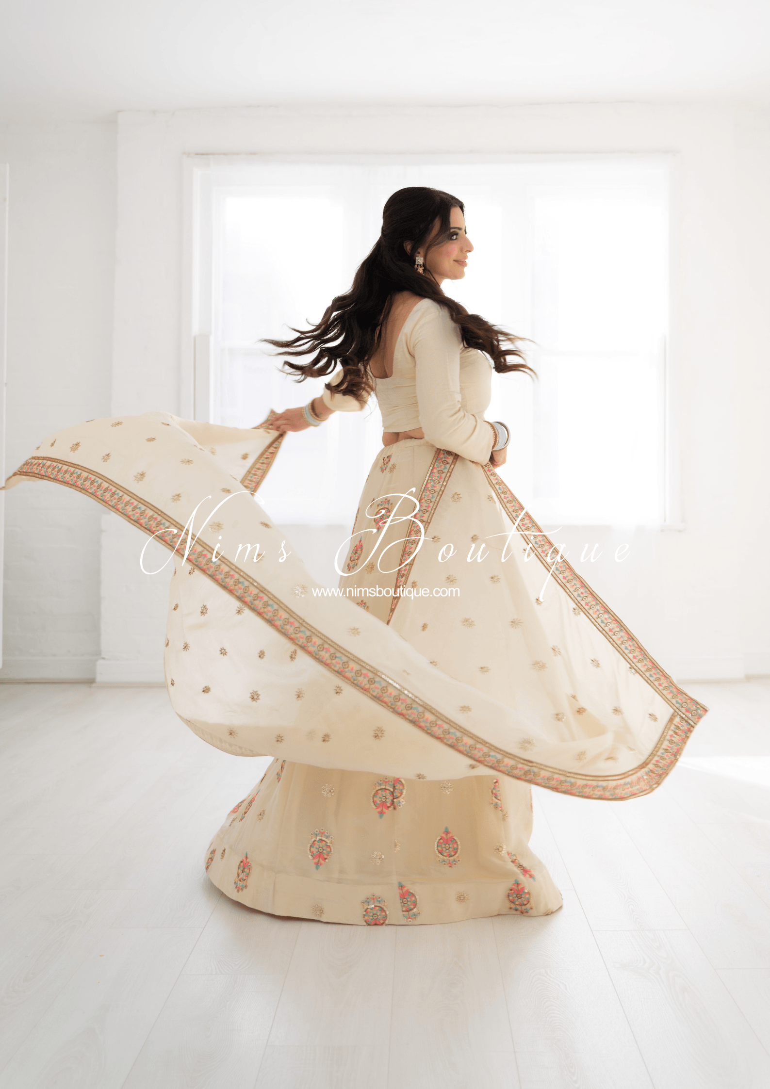 Nims Boutique Alia Gold Pastel Multicolour Dupatta/Chunni