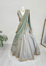 Saloni Readymade Sage Grey Raw Silk skirt/lehnga (sizes 4-24)