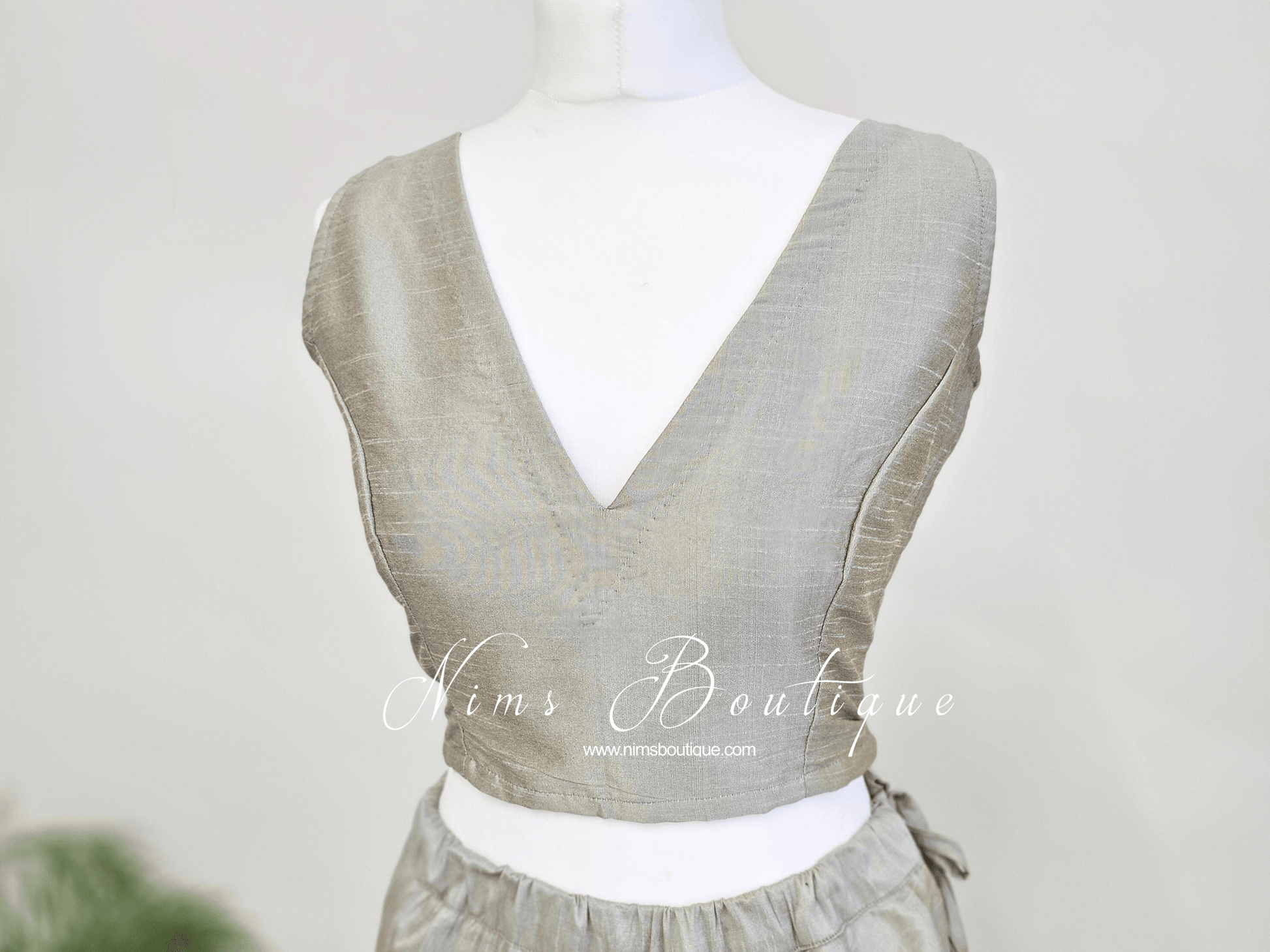 Nims Boutique Rupa Sage Grey Luxury Silk Blouse size 4-22