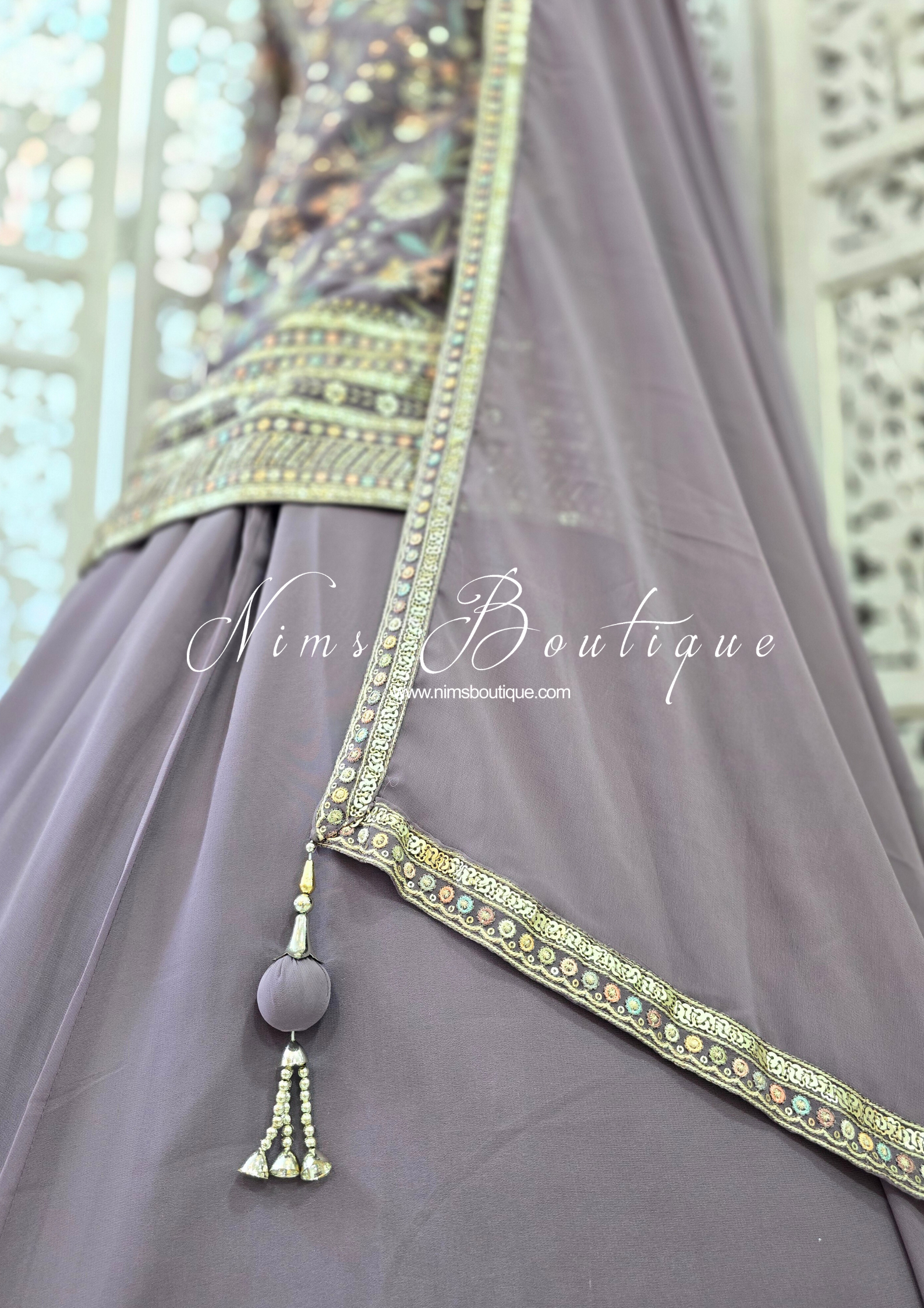 Luxury Lilac Embroidered Sharara Suit (Size 12)