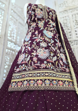 Dark Aubergine Embroidered Sharara Suit (Size 10-12)