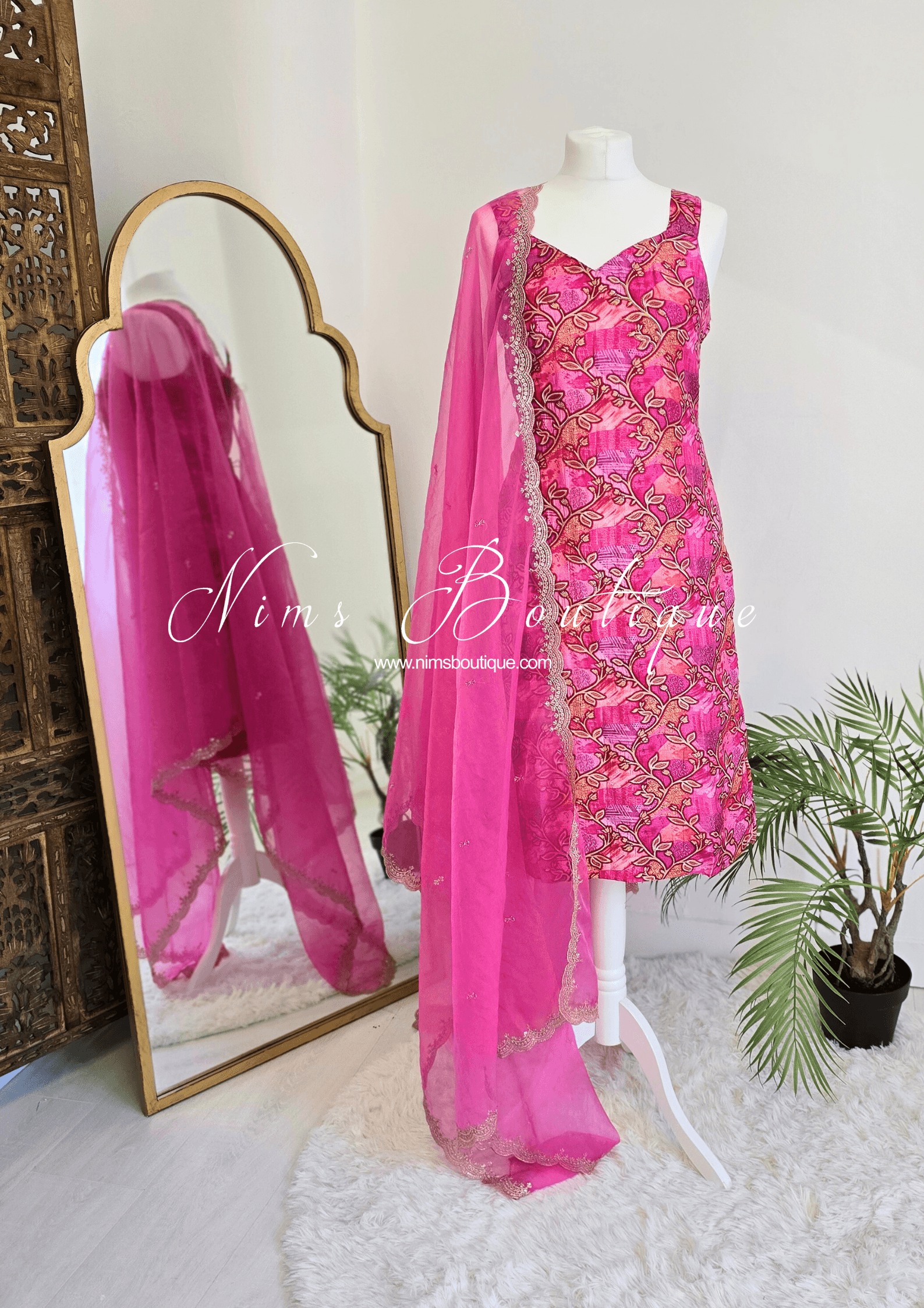 Nims Boutique Kajal Pink Printed Pajami Suit sizes 6 to 18