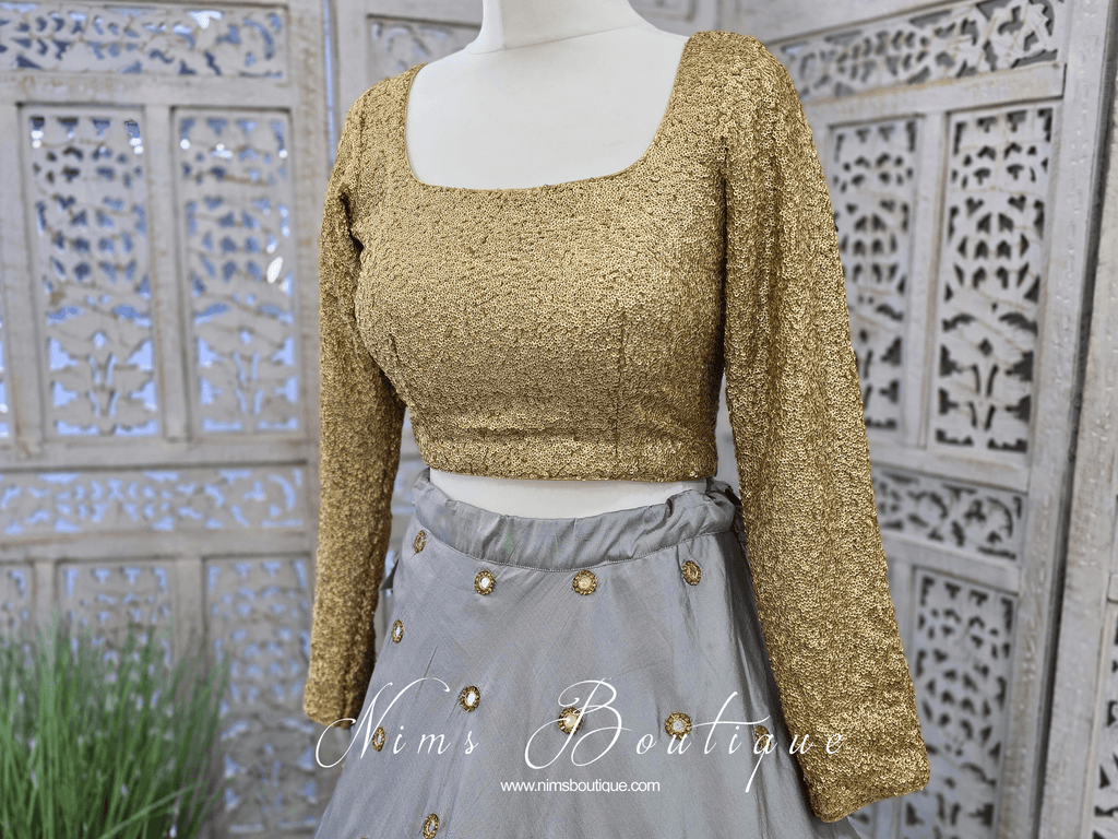 Nims Boutique Luxury Rose Gold Sequin Long sleeved Blouse size 10-26