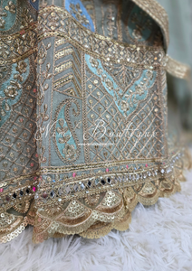 Luxury Mint Embroidered Sharara Suit (Size 12-14)