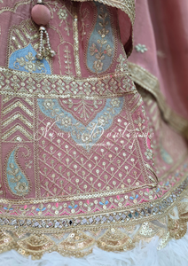 Luxury Dusky Pink Embroidered Sharara Suit (Size 12-14)