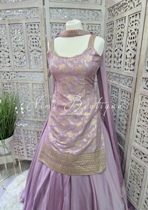 Lilac Brocade Sharara Suit (10-12)