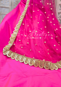 Mira Luxury Hot Pink Net Embroidered Dupatta/Chunni