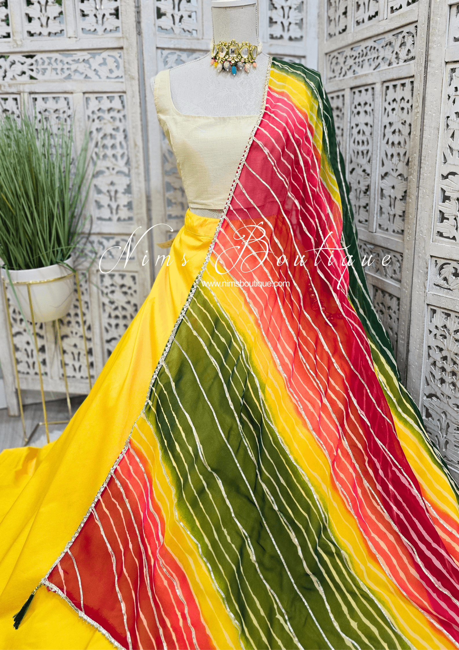 Nims Boutique Rainbow Stripe Dupatta/Chunni
