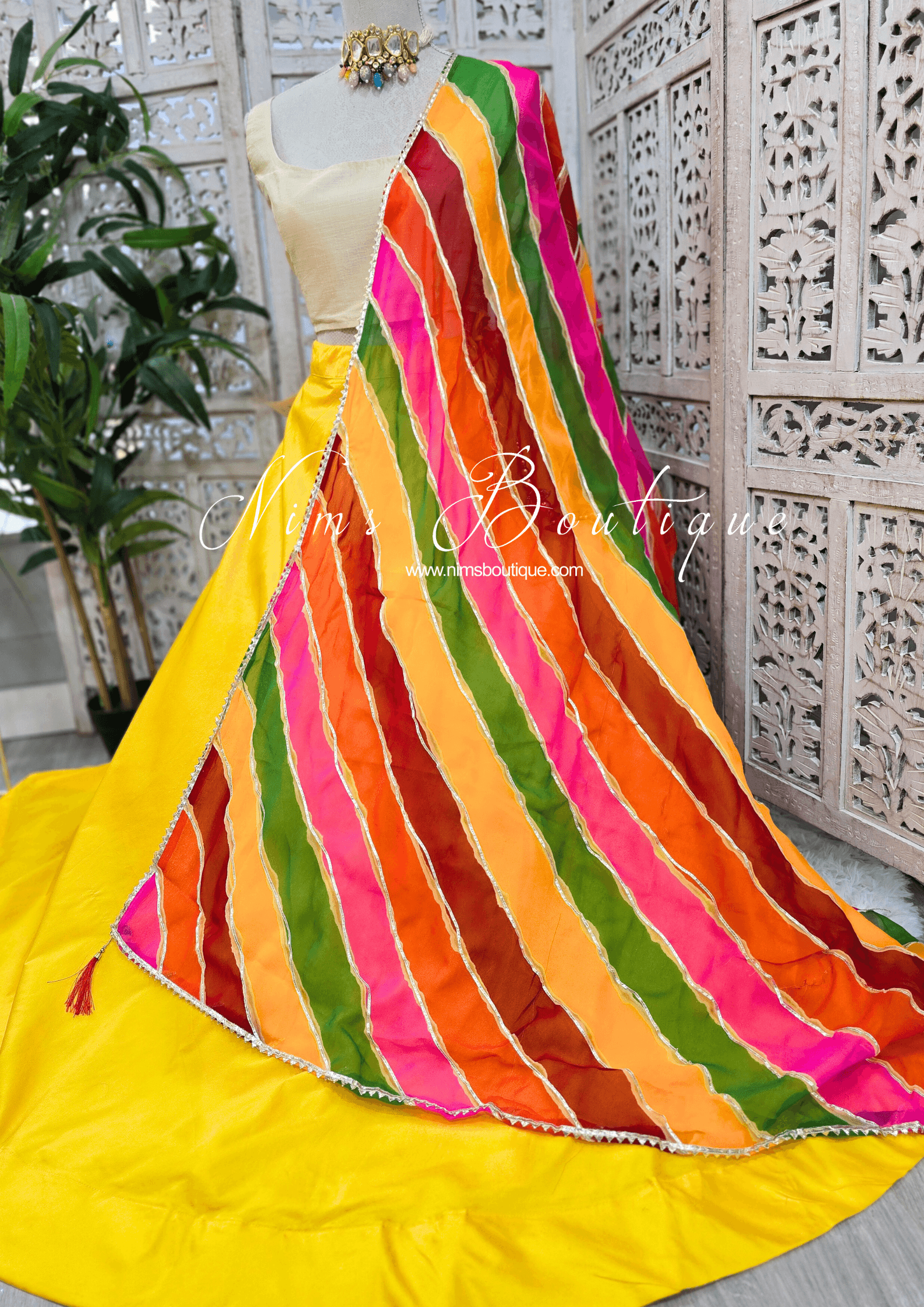 Nims Boutique Multicolour Stripe Georgette Dupatta/Chunni 7