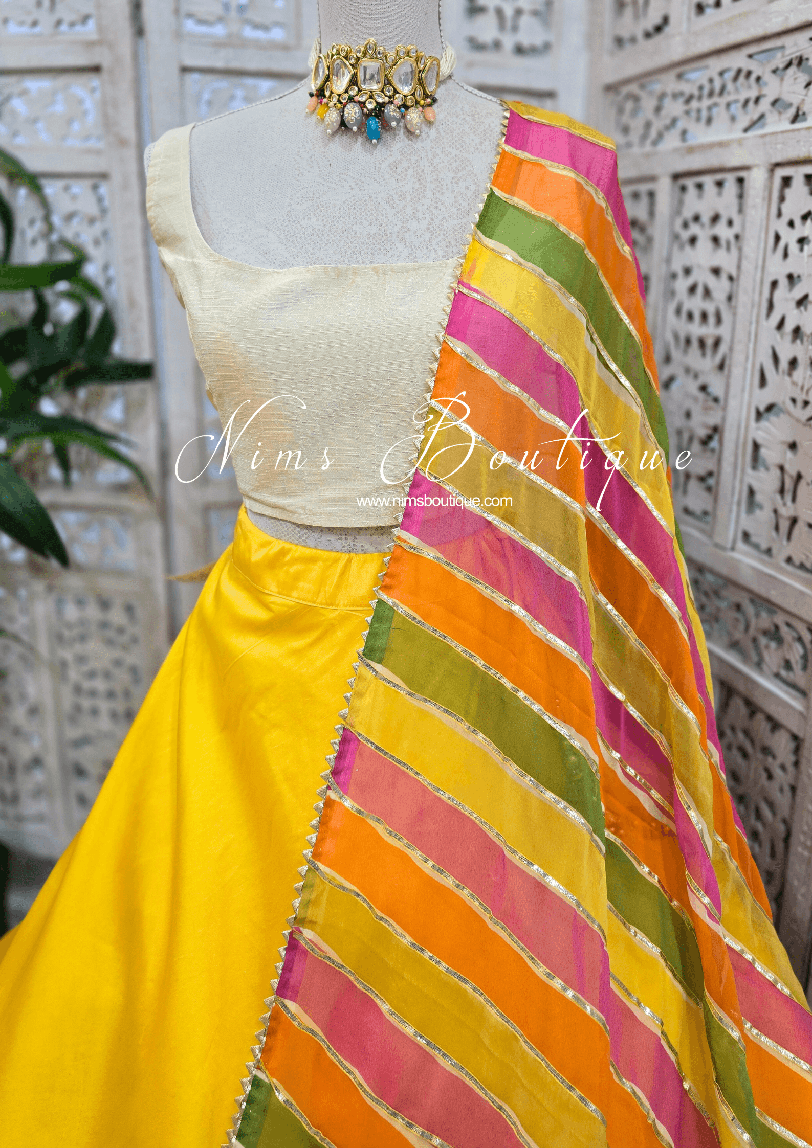 Nims Boutique Multicolour Stripe Georgette Dupatta/Chunni 5