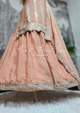 Nims Boutique Peach Zari Work sharara suit Size 16-18