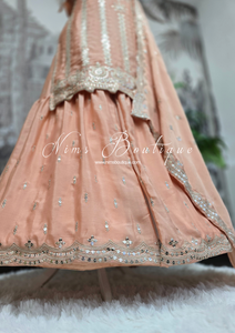 Peach Zari Work sharara suit (Size 16-18)